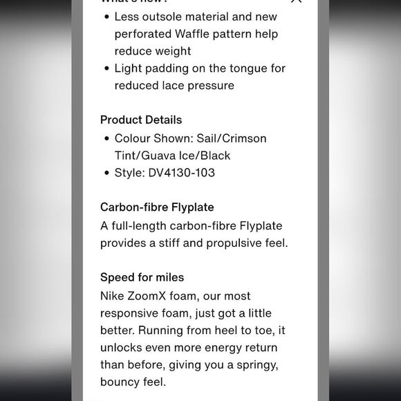 Nike Vaporfly 3 Road Racibg Shoe- Sail/Crimson/Tint/Guava Ice/Black - Picture 9 of 14